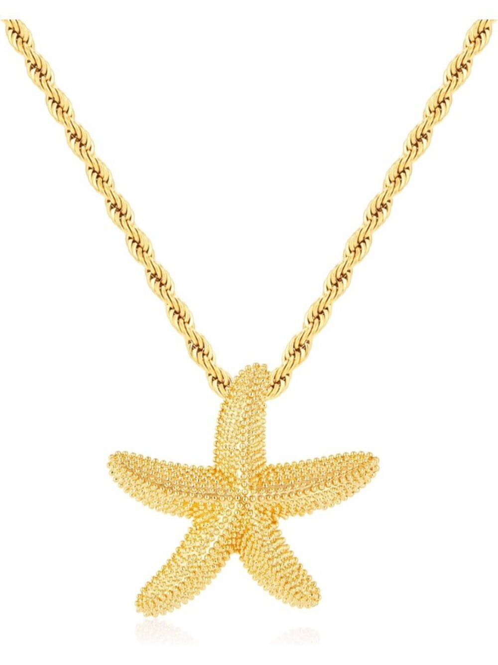Women's Gold and Silver Twisted Chain Beach Delicate Starfish Pendant Necklace